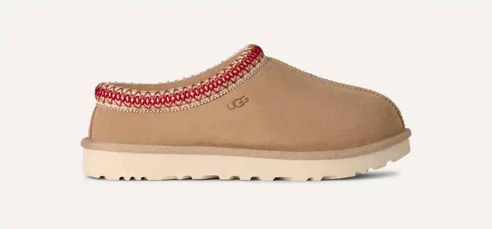 NEW UGG women's tasman ii slipper in sand/dark cherry